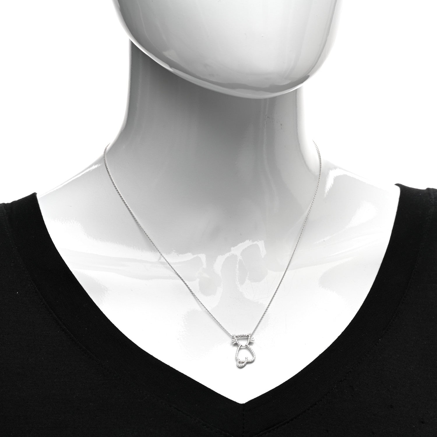 Roberto Coin 18K White Gold Diamond Cat Pendant Necklace 2 of 4