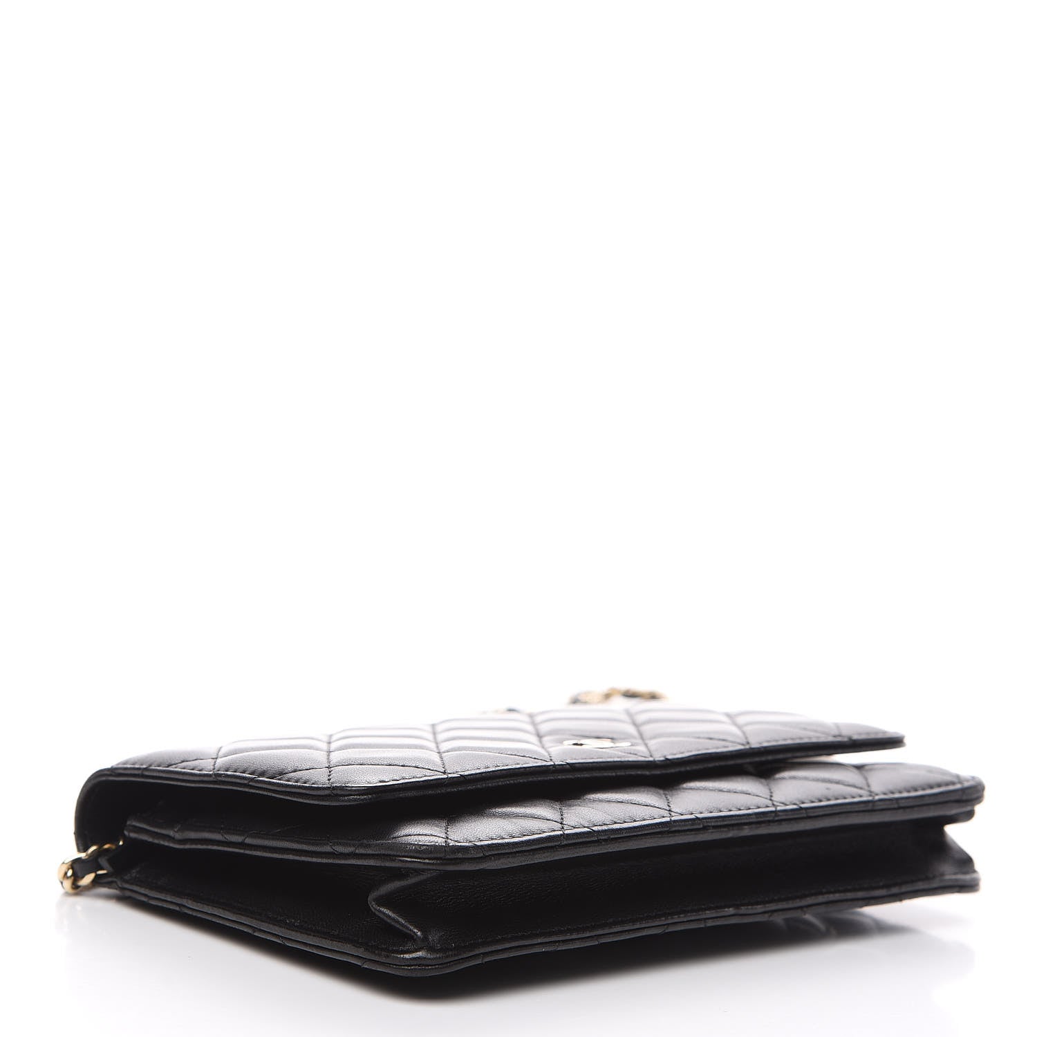 Chanel Lambskin Quilted Wallet On Chain WOC Black 3 of 12