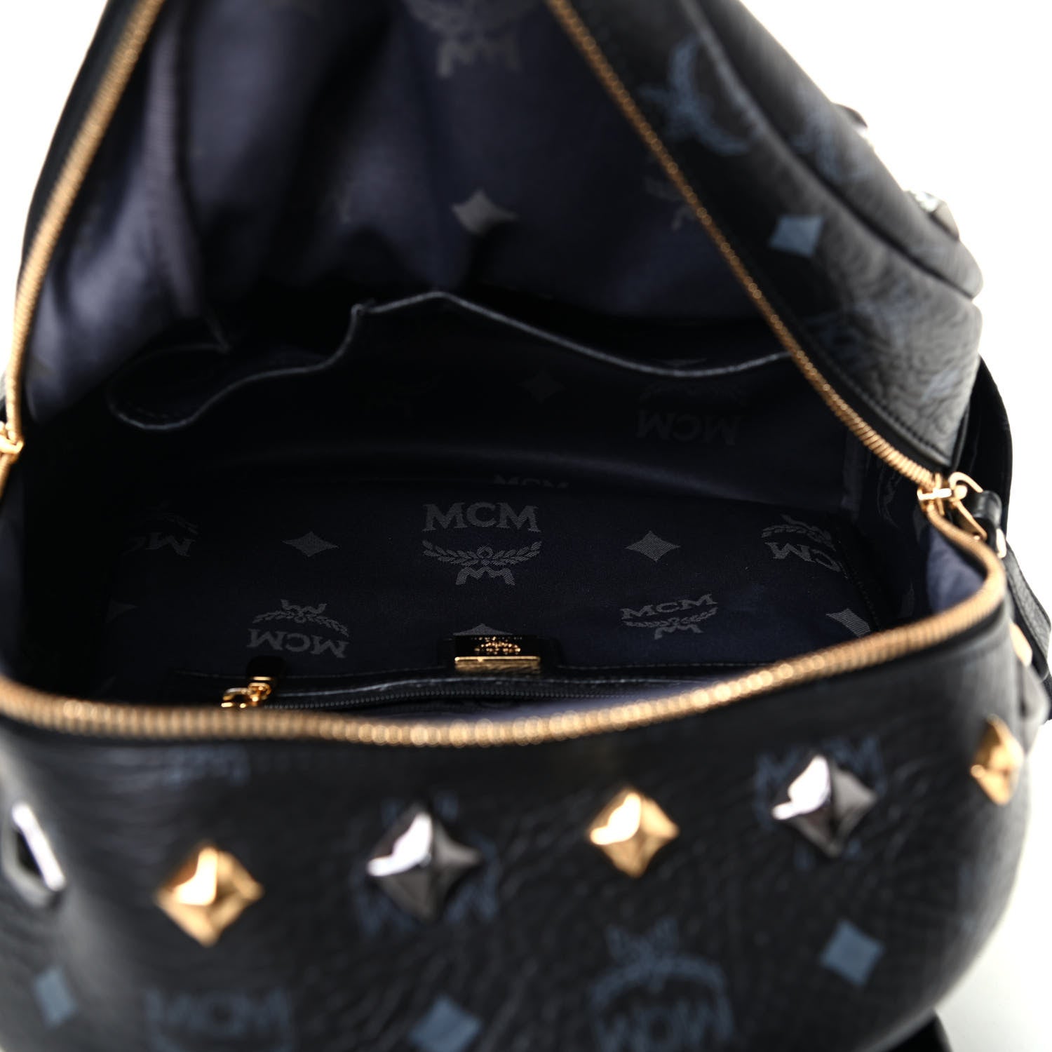 MCM Visetos Studded Small Stark M Backpack Black 4 of 5