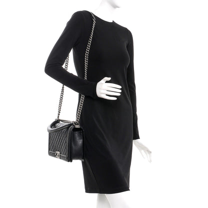 Chanel Calfskin Quilted New Medium Boy Top Handle Flap Black 2 of 8
