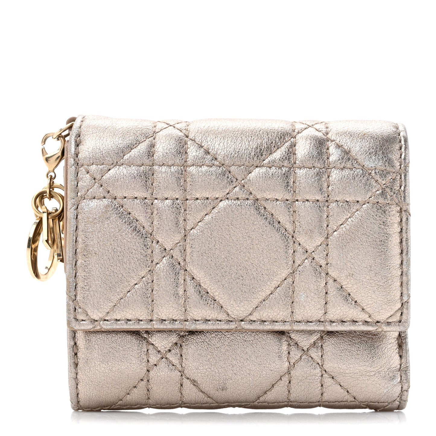 Metallic Lambskin Cannage Lady Dior Lotus Wallet Gold