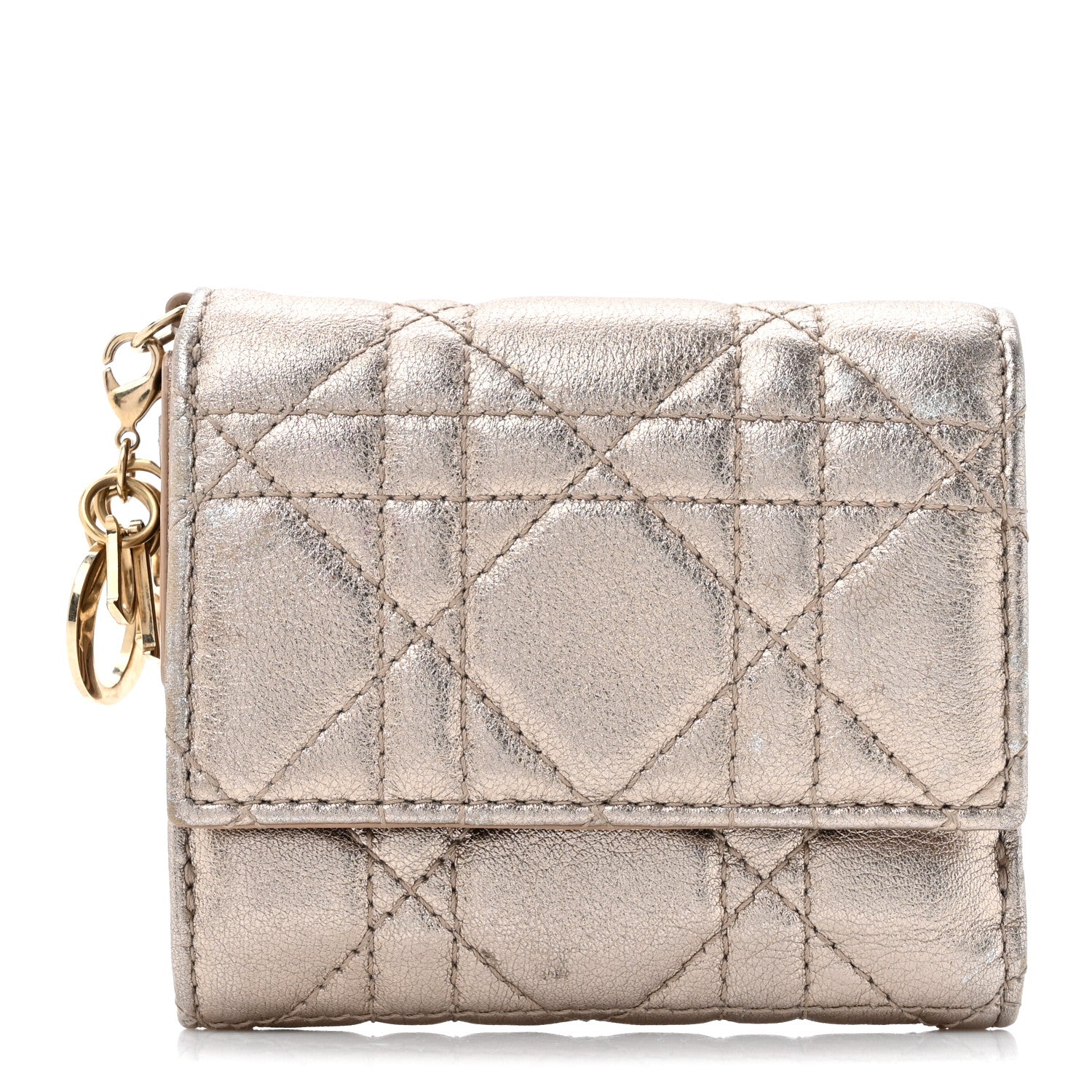Christian Dior Metallic Lambskin Cannage Lady Dior Lotus Wallet Gold 1 of 10