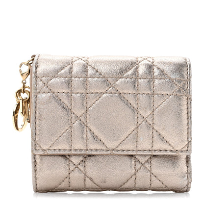 Christian Dior Metallic Lambskin Cannage Lady Dior Lotus Wallet Gold 1 of 10