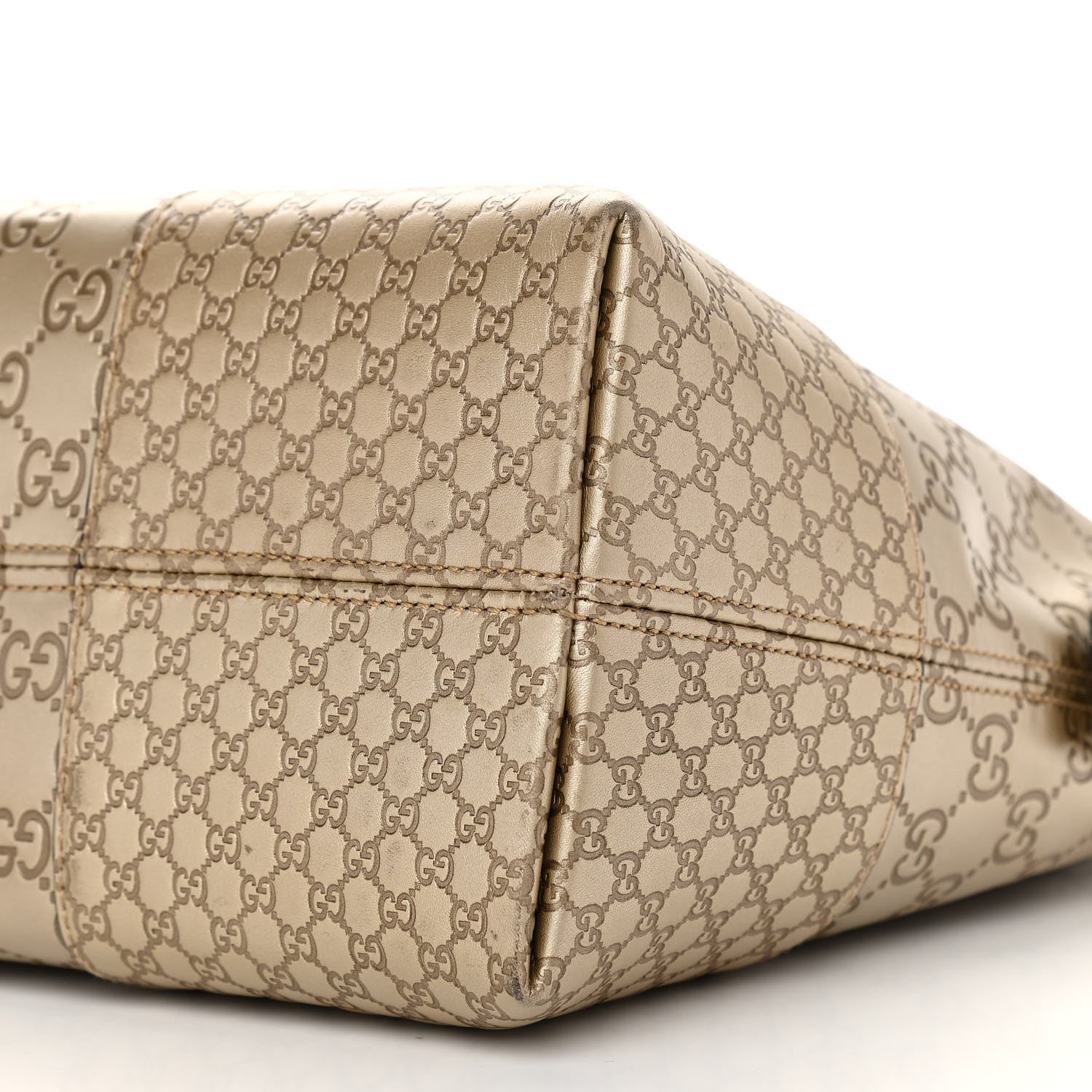 Gucci Metallic Guccissima Medium Bree Shoulder Bag Golden Beige 10 of 11