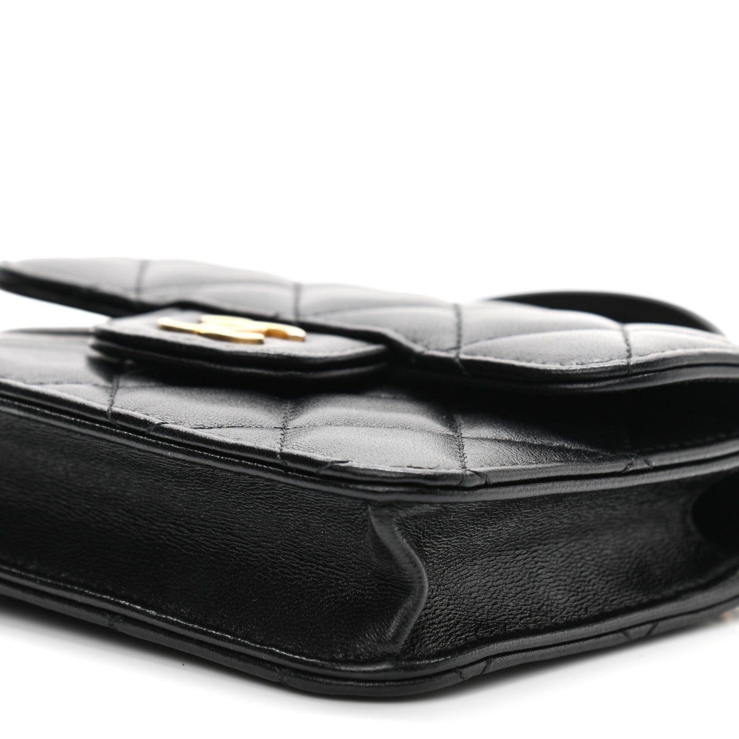 Chanel Lambskin Quilted Top Handle Flap Coin Purse With Chain Black 11 of 12