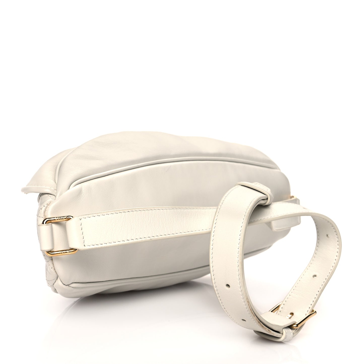 Calfskin Quilted C Charm Belt Bag White
