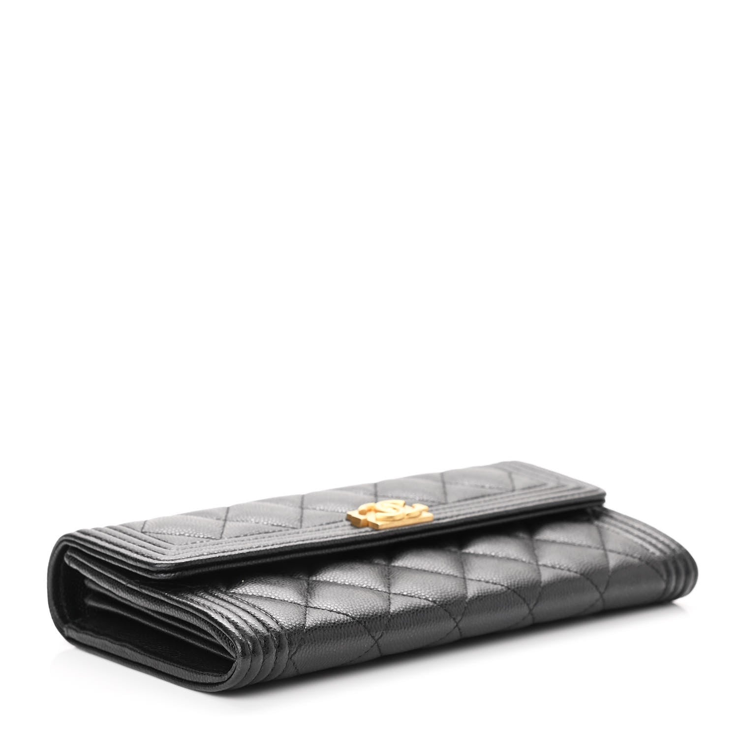 Chanel Caviar Quilted Large Boy Gusset Flap Wallet Black 4 of 9