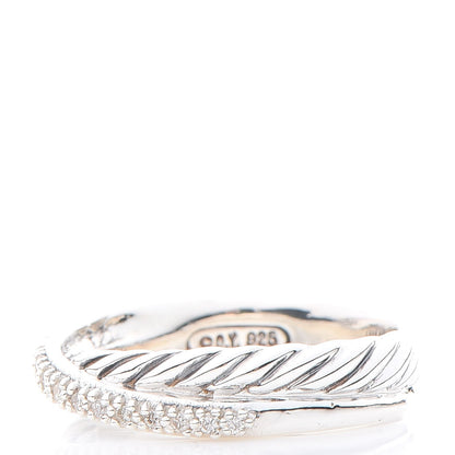 David Yurman Sterling Silver Diamond 5mm Crossover Ring 53.1 6.5 3 of 5