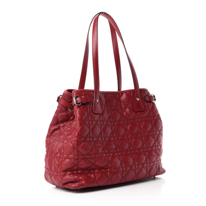 Christian Dior Coated Canvas Cannage Medium Panarea Tote Red 3 of 13