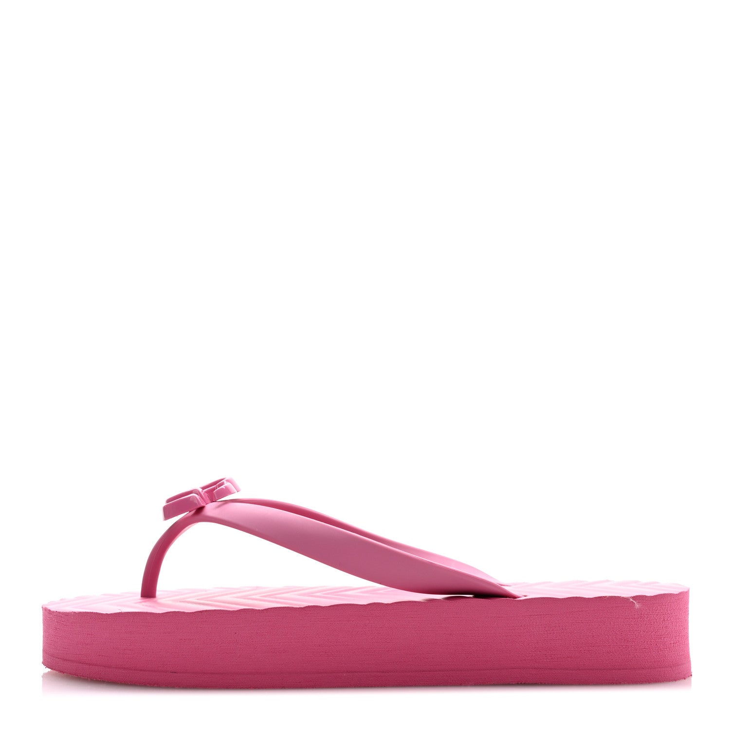 Gucci Rubber Chevron Womens GG Thong Sandals 37 Pink Tropical Flower 1 of 7