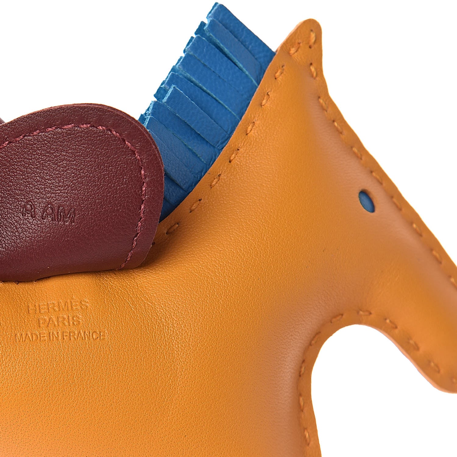 Hermes Milo Lambskin Grigri Rodeo Horse Bag Charm MM Jaune D'Or Bleu Zanzibar Rouge H 3 of 4