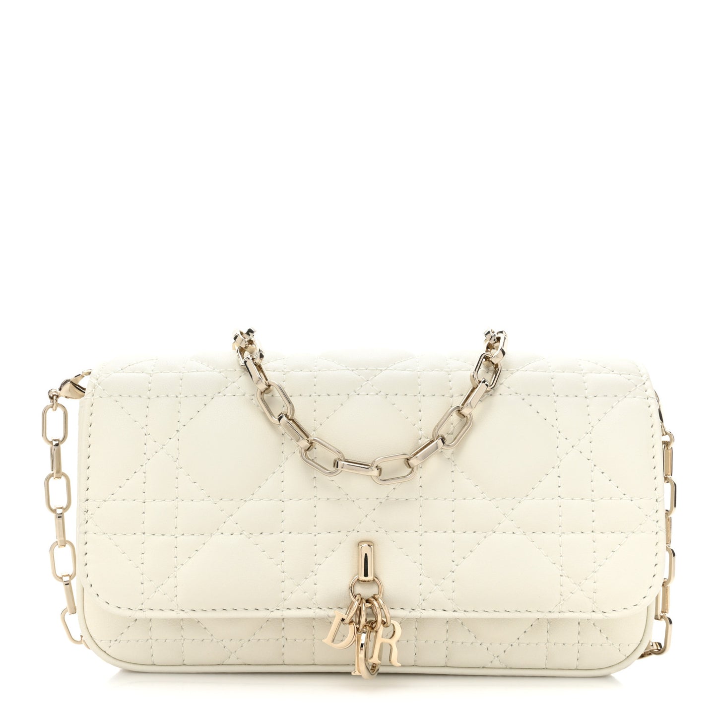 Lambskin Cannage Dior Talk Phone Pouch Latte