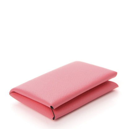 Hermes Epsom Calvi Card Case Rose Azalee 4 of 7