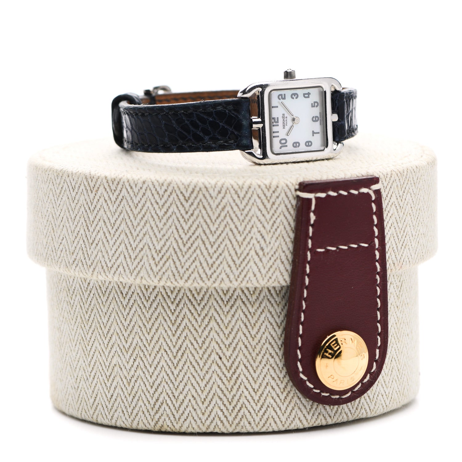 Hermes Stainless Steel Alligator Mother of Pearl 19mm Cape Cod Quartz Watch Bleu Abysse 7 of 7