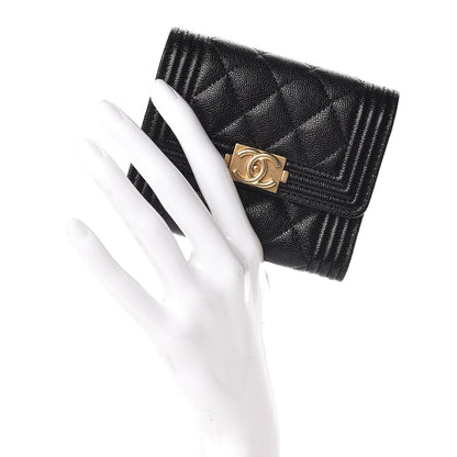 Chanel Caviar Quilted Small Boy Flap Wallet Black 2 of 9