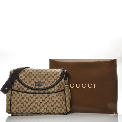 Gucci Monogram Natural Pigskin Large Diaper Bag Beige Ebony Cocoa Dark Chocolate 12 of 12
