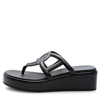 Hermes Nappa Gipsy Sandals 38 Black 1 of 9