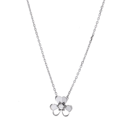 Van Cleef & Arpels 18K White Gold Diamond Mini Frivole Pendant Necklace 1 of 6