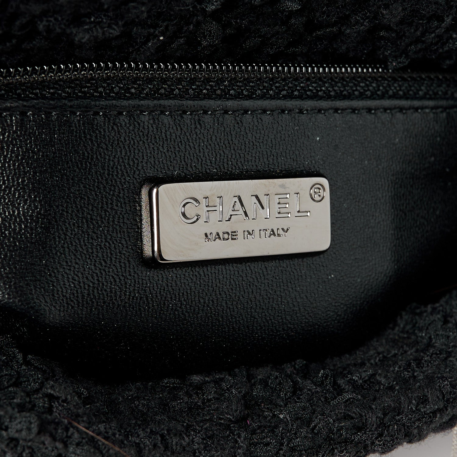 Chanel Tweed Quilted Pearl Fringe Quilted Mini Flap Bag Black Silver 7 of 11