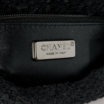 Chanel Tweed Quilted Pearl Fringe Quilted Mini Flap Bag Black Silver 7 of 11