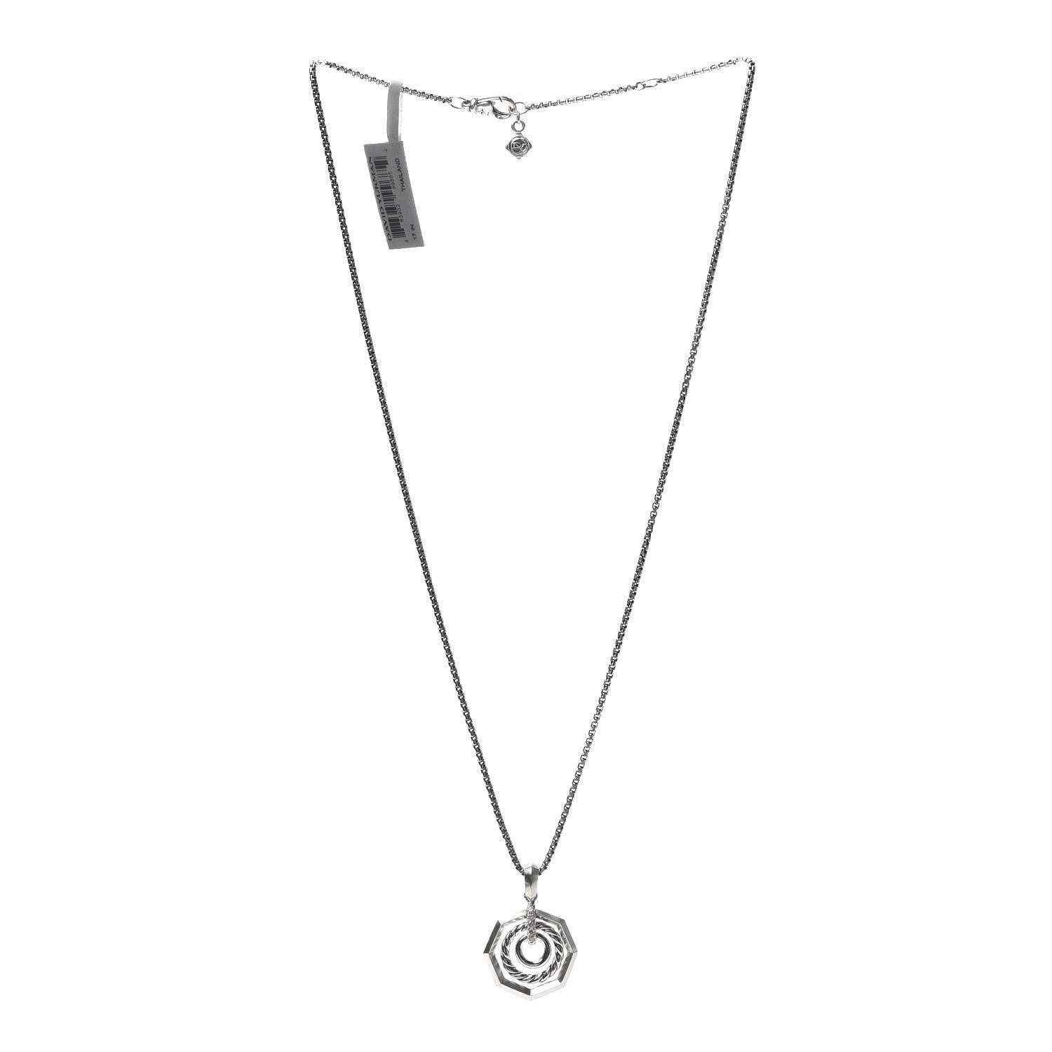 David Yurman Sterling Silver Diamond Stax Pendant Necklace 3 of 4
