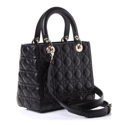 Christian Dior Lambskin Cannage Medium Lady Dior Black 3 of 11