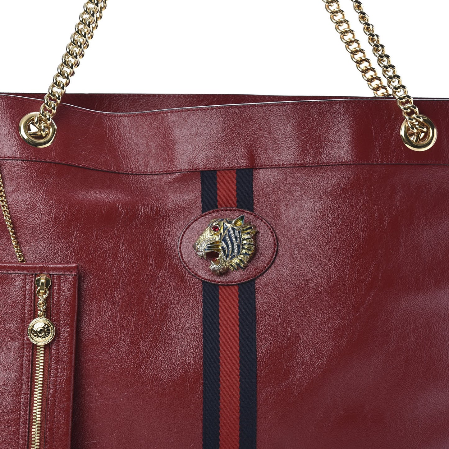 Calfskin Large Rajah Chain Tote Romantic Cherry