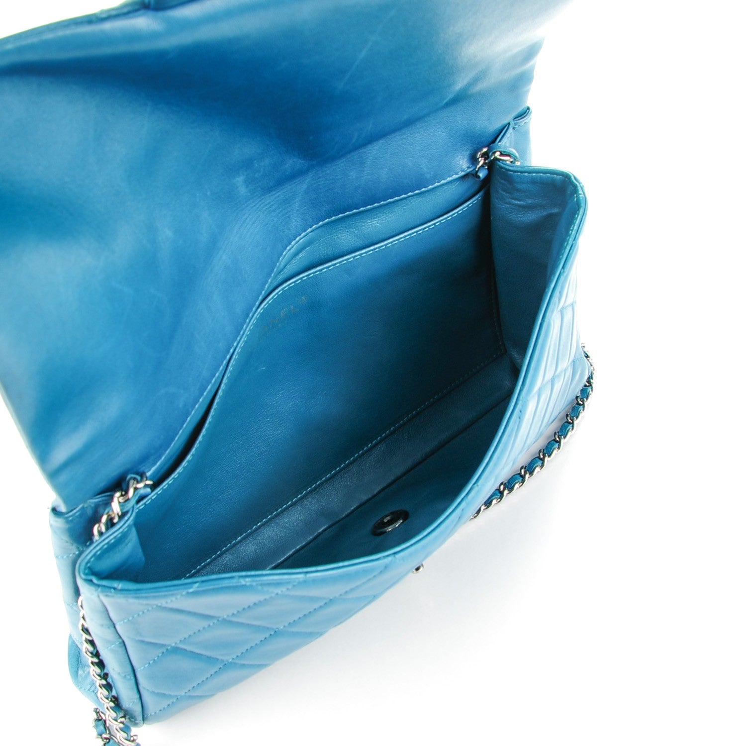 Chanel Lambskin Quilted Clutch With Chain Flap Turquoise 5 of 8