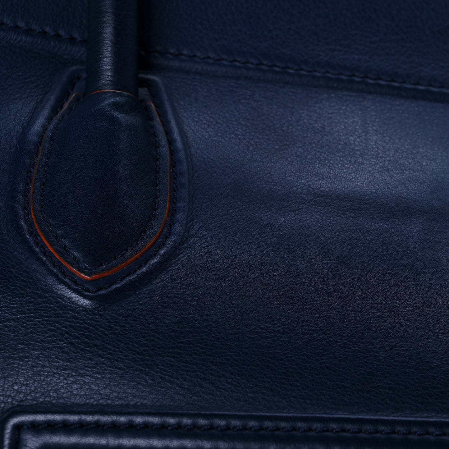 Supple Calfskin Large Phantom Luggage Navy Blue Orange