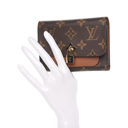 Louis Vuitton Monogram Flower Lock Compact Wallet Caramel 2 of 10