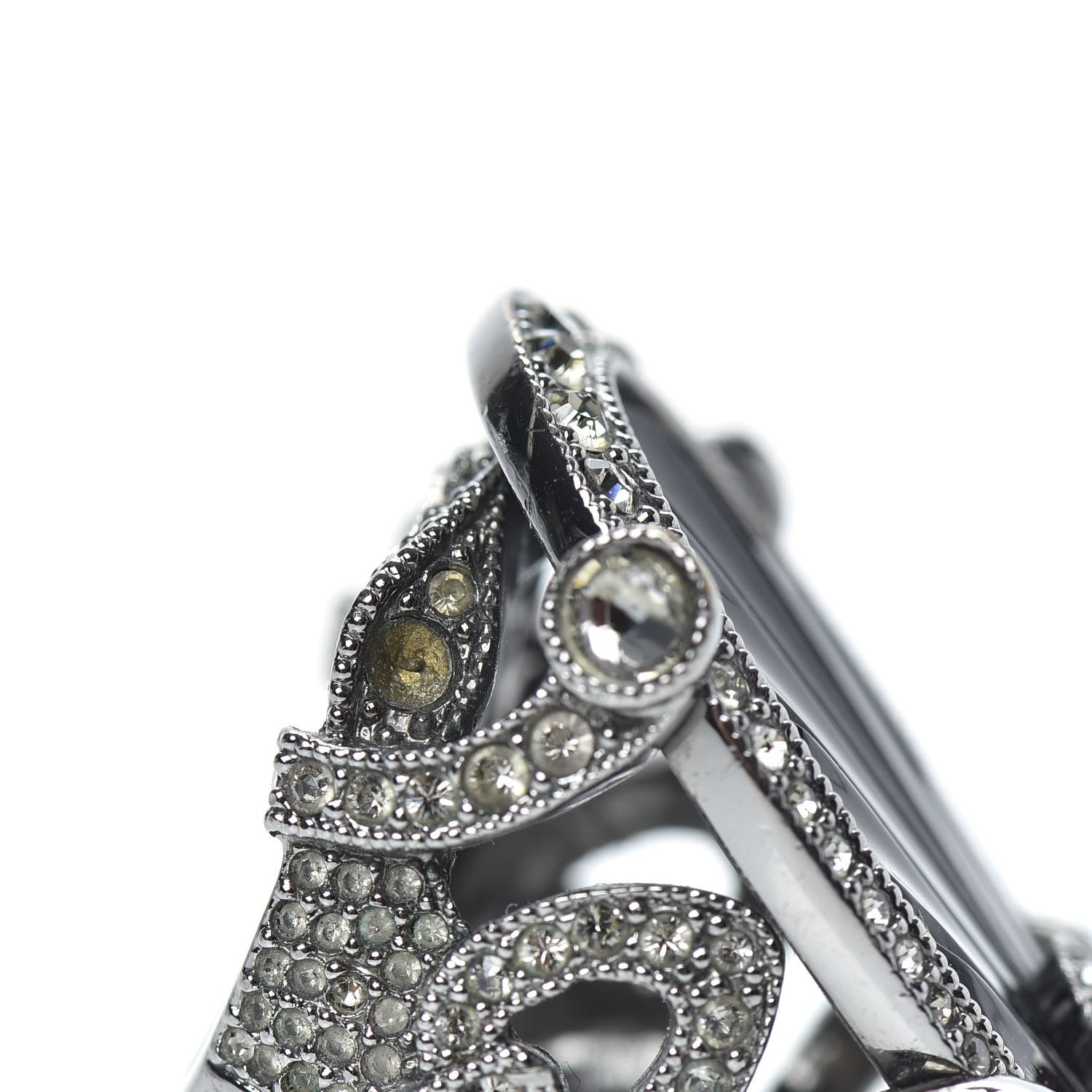 Christian Dior Crystal Resin Art Deco Ring 7.25 Black Silver 6 of 6