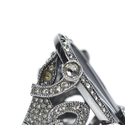 Christian Dior Crystal Resin Art Deco Ring 7.25 Black Silver 6 of 6