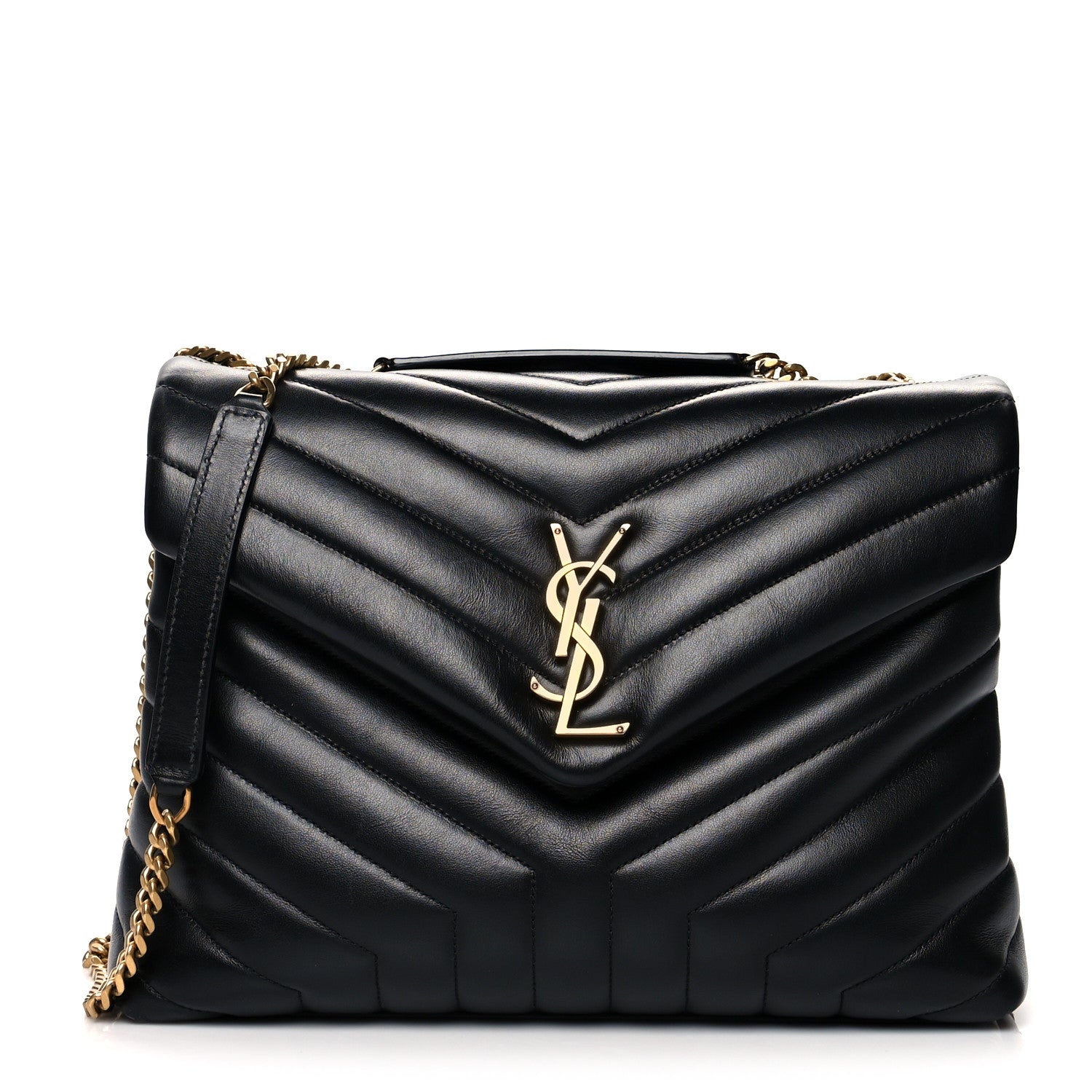 Saint Laurent Calfskin Y Quilted Monogram Medium Loulou Chain Satchel Black 1 of 13