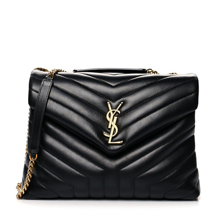 Saint Laurent Calfskin Y Quilted Monogram Medium Loulou Chain Satchel Black 1 of 13