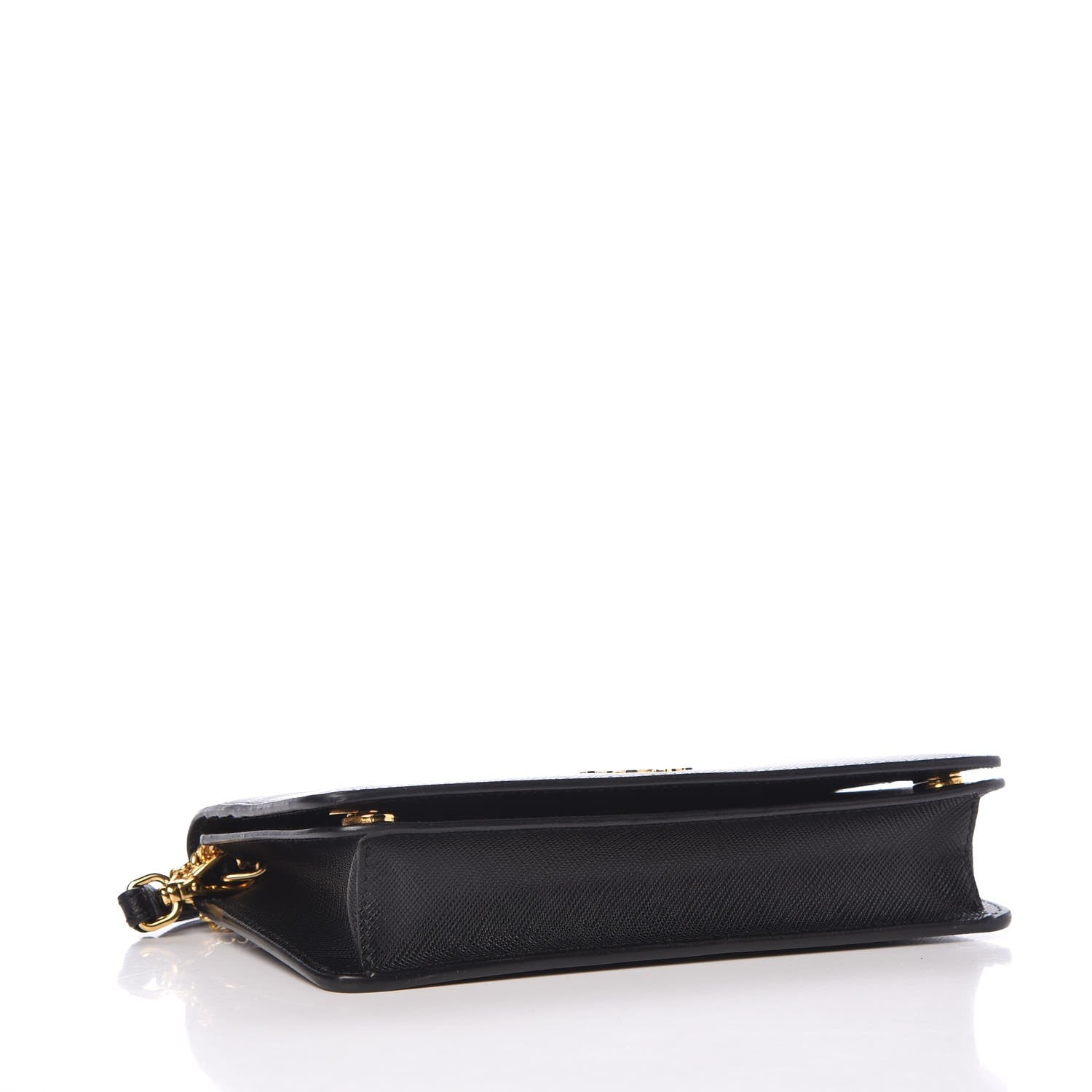 Prada Saffiano Metal Phone Wristlet Crossbody Wallet Black 4 of 7