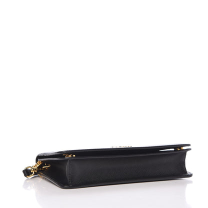 Prada Saffiano Metal Phone Wristlet Crossbody Wallet Black 4 of 7