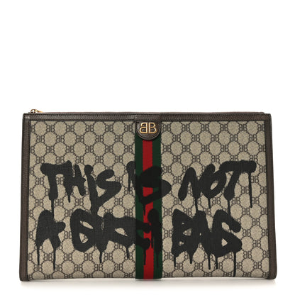 Gucci X BALENCIAGA BB Monogram Web Graffiti Ophidia Laptop Pouch Beige New Acero 1 of 8