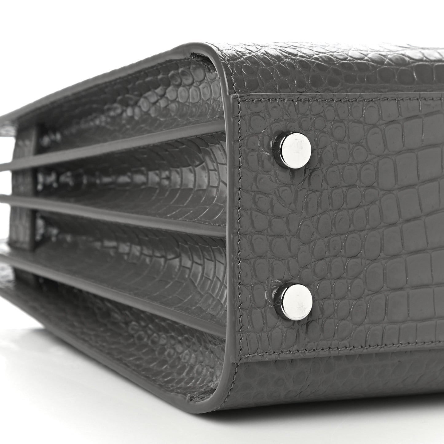 Calfskin Crocodile Embossed Baby Sac De Jour Fog