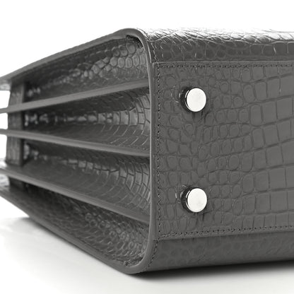 Saint Laurent Calfskin Crocodile Embossed Baby Sac De Jour Fog 7 of 8