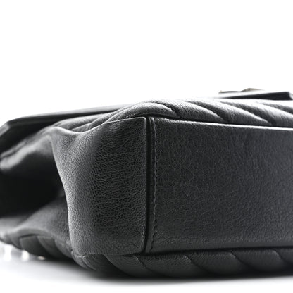 Saint Laurent Sheepskin Matelasse Chevron Monogram Medium College Bag Black 9 of 10