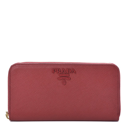 Prada Saffiano Shine Monochrome Zip Around Wallet Fuoco 1 of 8