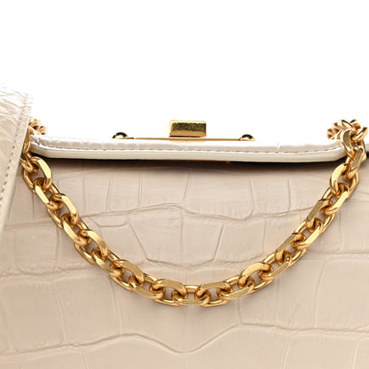 Alexander McQueen Calfskin Crocodile Embossed Box Shoulder Bag 16 Cream 8 of 11
