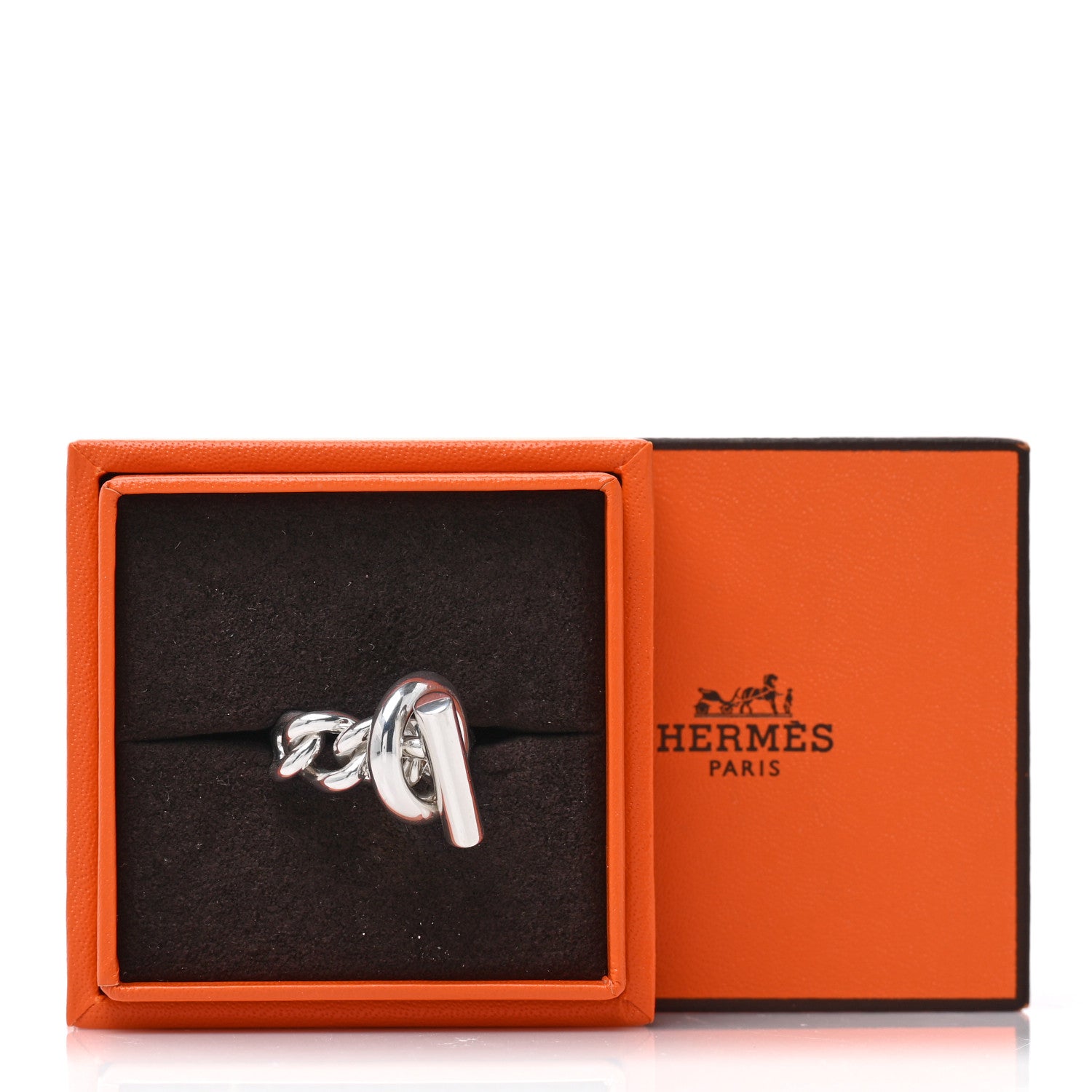 Hermes Sterling Silver GM Croisette Ring 53 6.5 5 of 5