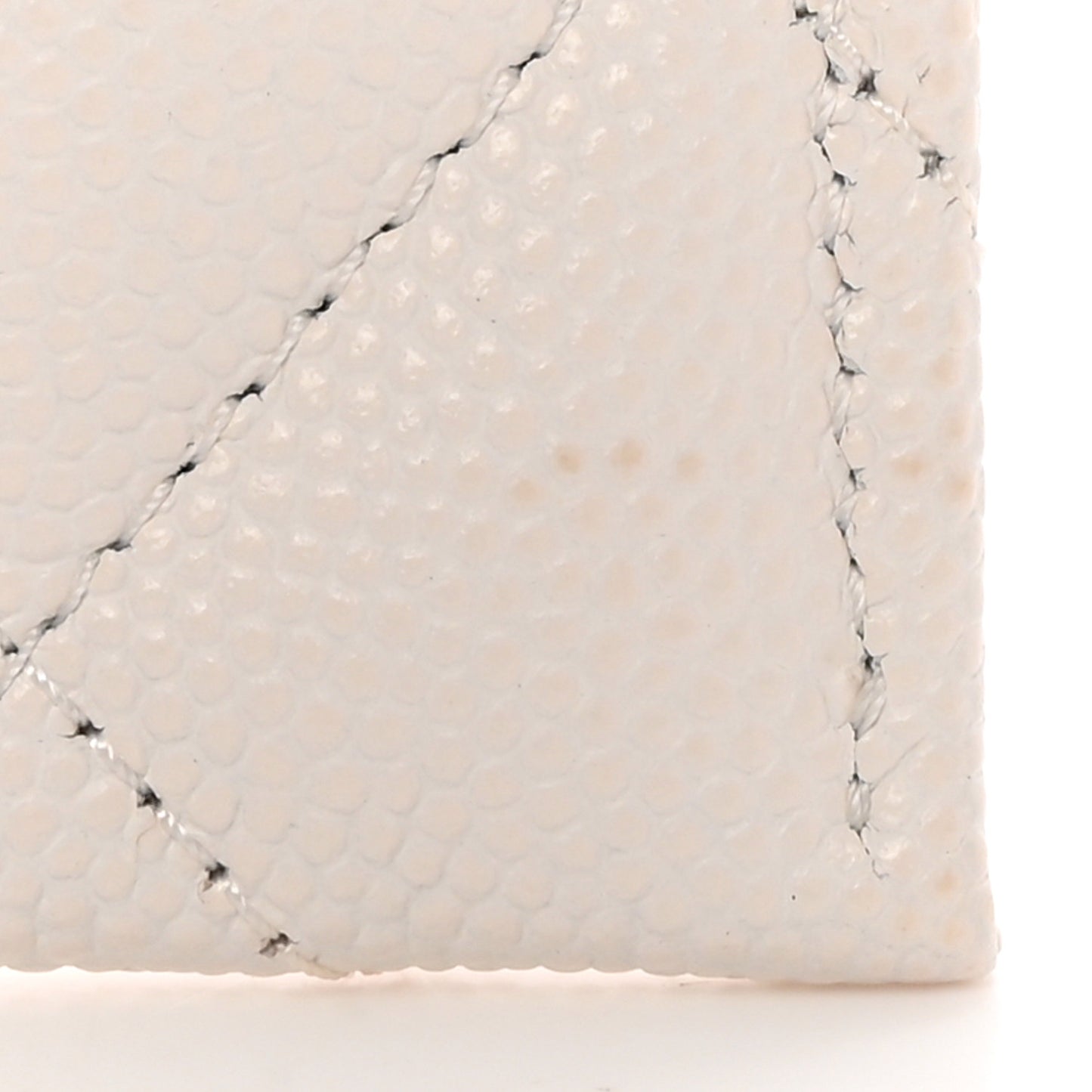 Caviar Metal Quilted Perforated CC Card Holder White
