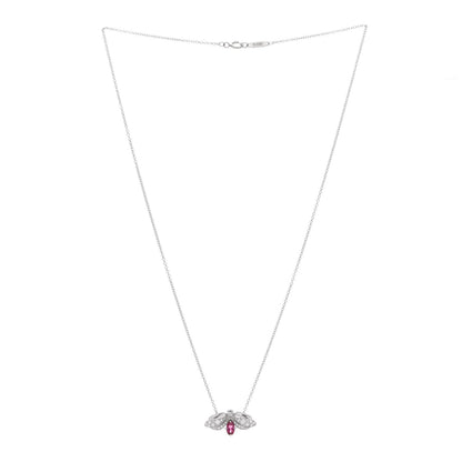 Tiffany Platinum Diamond Pink Tourmaline Paper Flowers Firefly Pendant Necklace 3 of 7