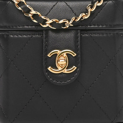 Chanel Lambskin Quilted Vanity Clutch With Chain Black 8 of 11