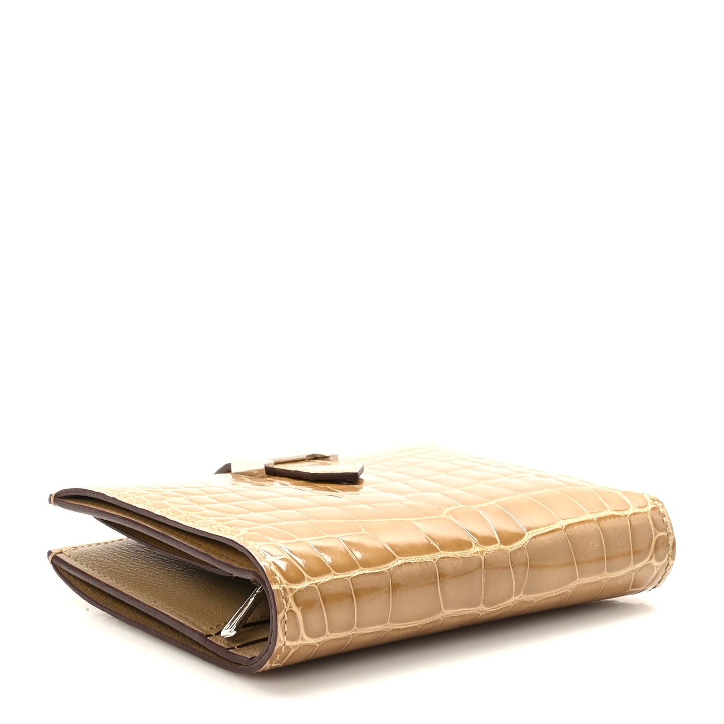 Shiny Alligator Bearn Compact Wallet Sable