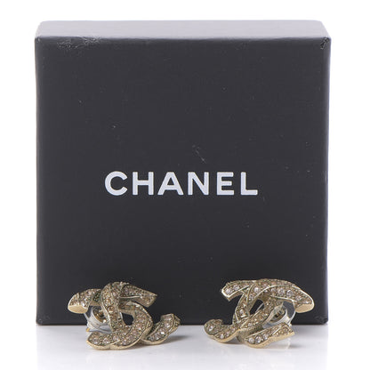 Chanel Crystal Twisted CC Earrings Light Gold Pale Pink 7 of 7