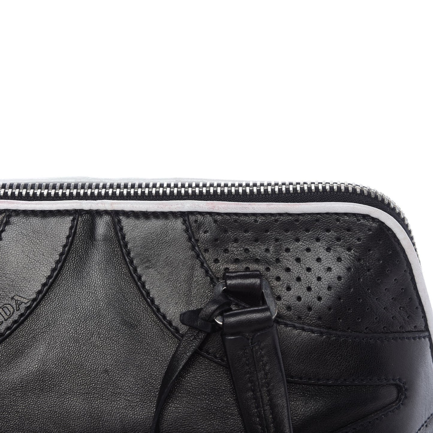 Vitello Drive Perforated Shoulder Bag Black