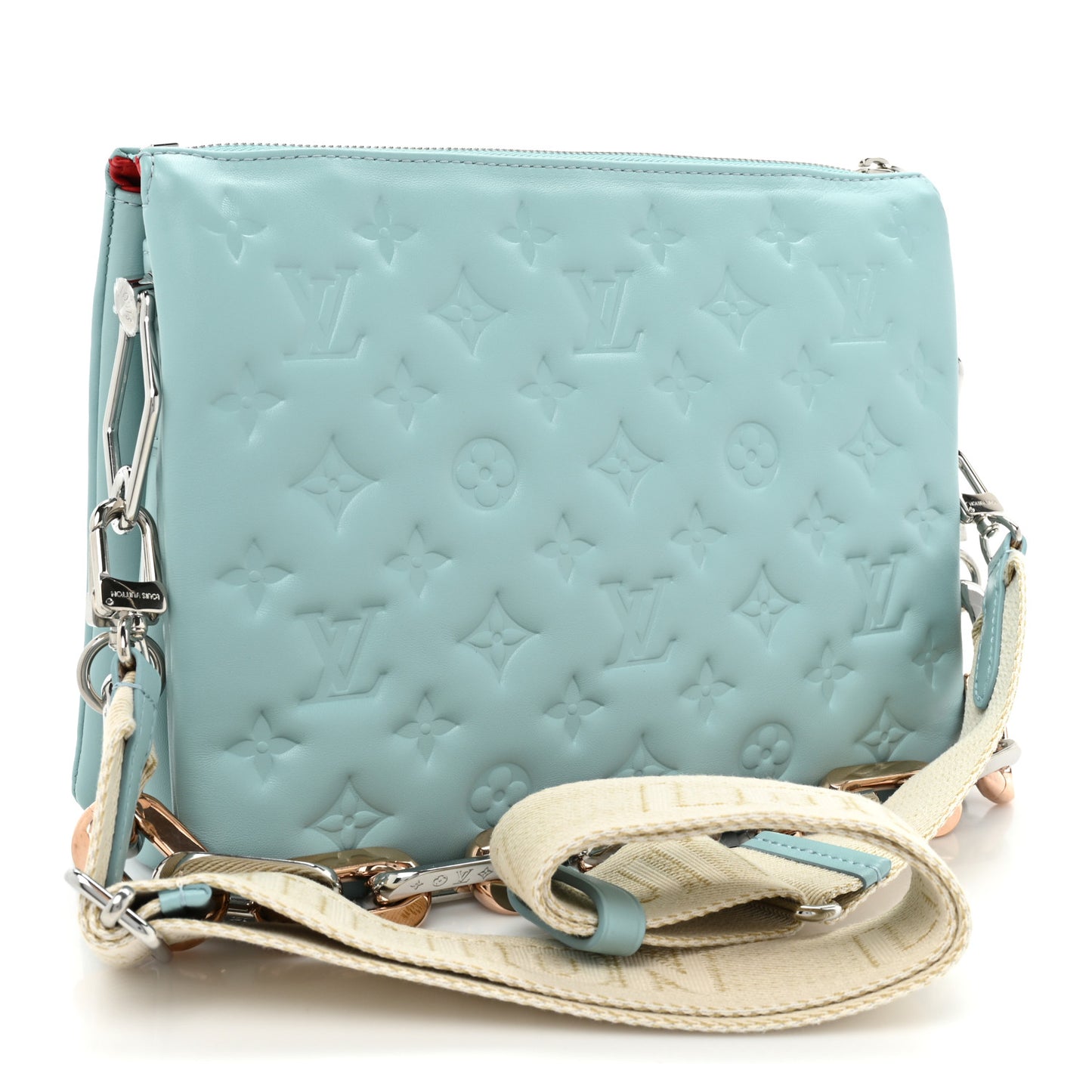 Lambskin Embossed Monogram Coussin PM Bleu